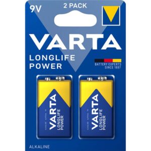 BATTERIER VARTA LONGLIFE 9V PAKKE A 2 STK.