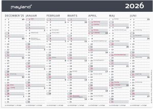 MAYLAND 2026 BORDKALENDER A5 STÅENDE