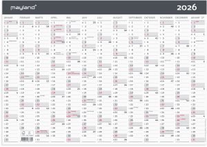 MAYLAND 2026 VÆGKALENDER A3 MODERNE