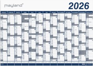 MAYLAND 2026 VÆGKALENDER KÆMPE