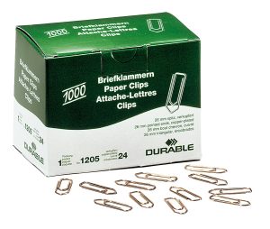 Papirclips 26 mm kobberbelagt 1000 stk