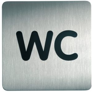 Skilt firkantet "wc" toilet