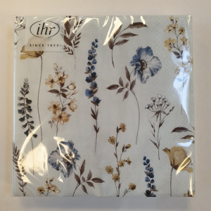 SERVIETTER 33X33 IHR SOFTLY FADED BLOOMS BLÅ