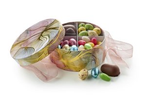 Hatteæske Rund - Akvarel/guld