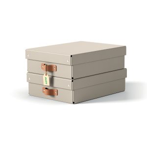 Leitz Puro opbevaringsboks med låg, medium, lav, 8 L, 100 % recirkuleret karton, pakke med 2 stk