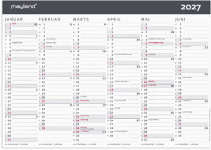 MAYLAND 2027 VÆGKALENDER A4