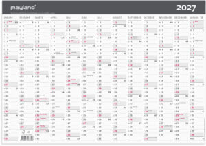 MAYLAND 2027 VÆGKALENDER A3 MODERNE