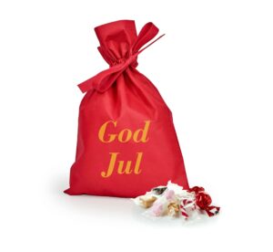 Rød stofpose m/truk God Jul